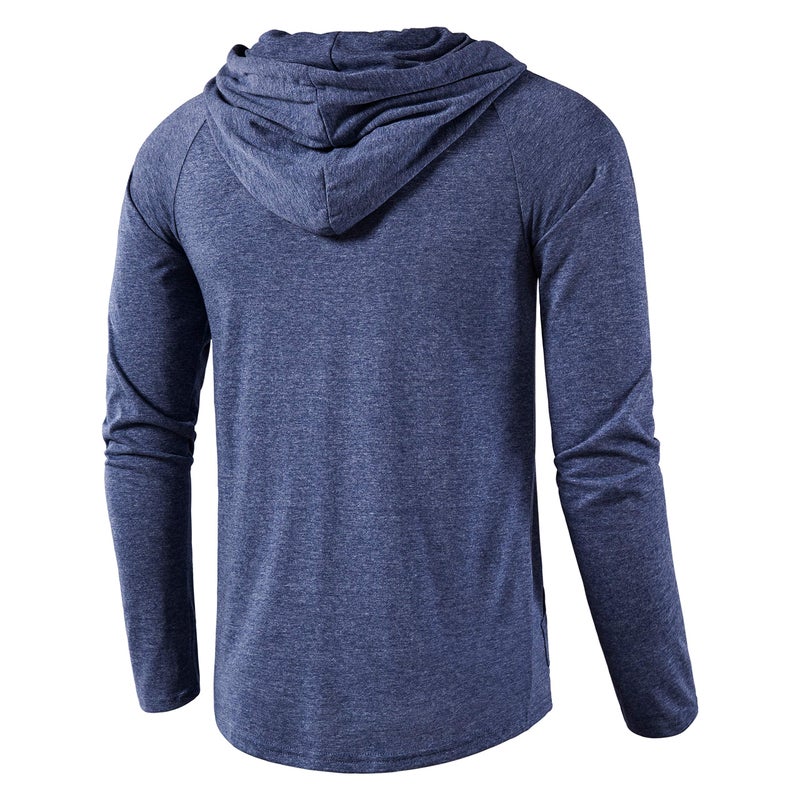 SIR7 Men's Gym Workout Active Long Sleeve Pullover Lightweight Hoodie Casual Hooded Sweatshirts(Deep Blue 2X-Large) - Image 3